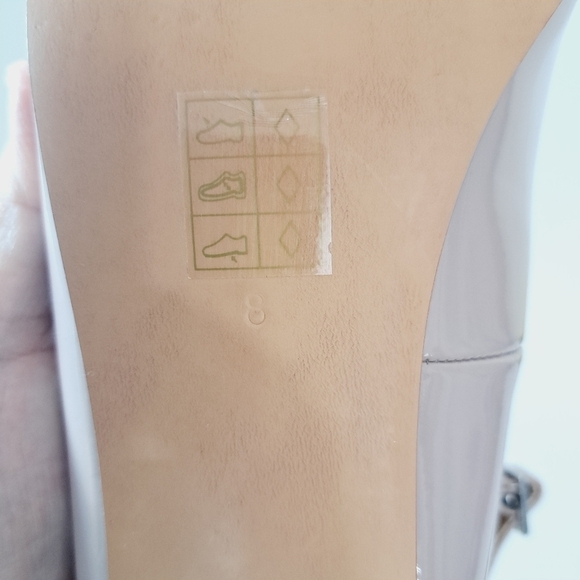 ASOS Snowflake Jewelled‎ Mid Ankle Strap Heels in Warm Taupe Patent - Picture 8 of 10